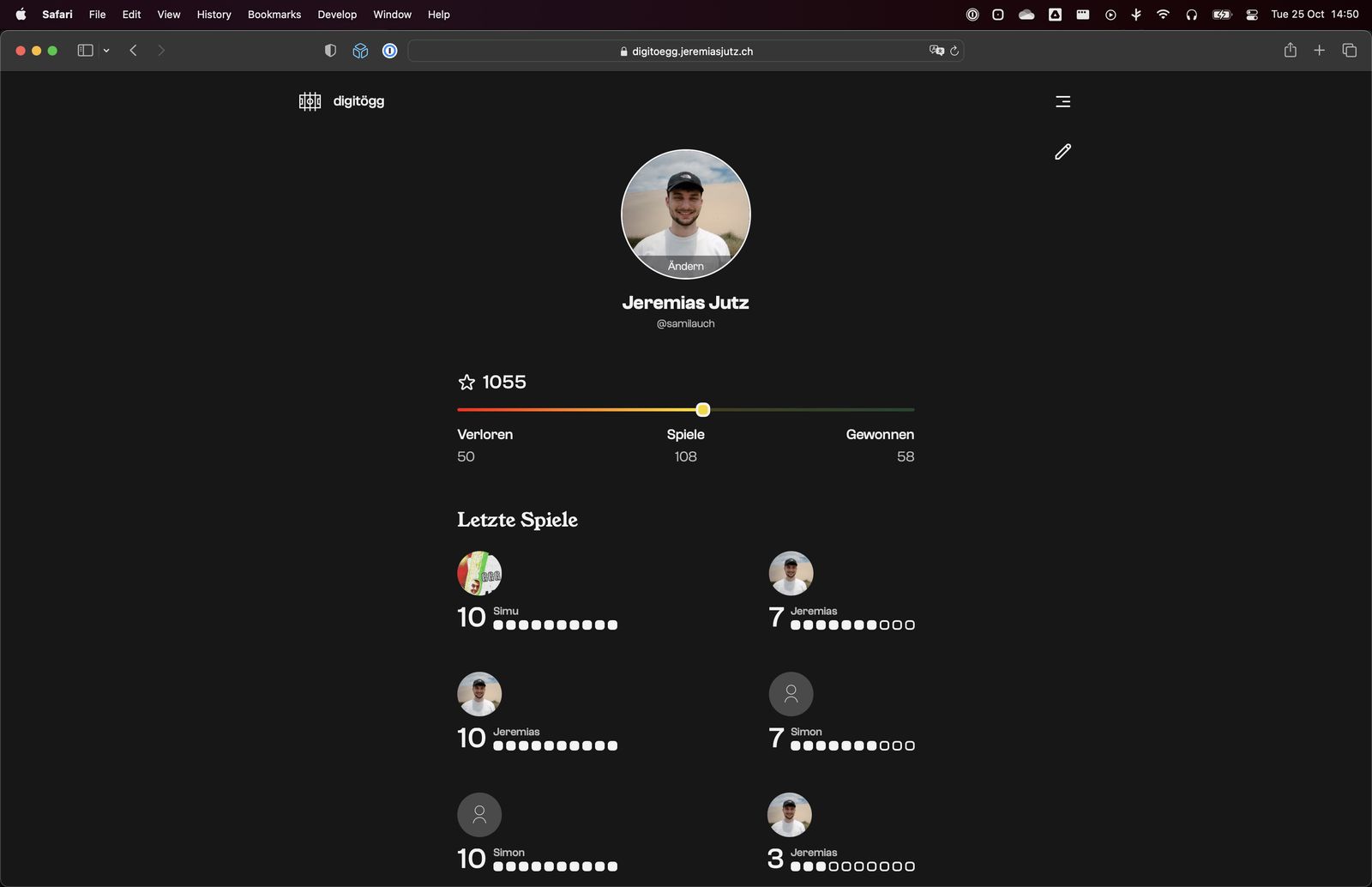 Profil Seite Desktop